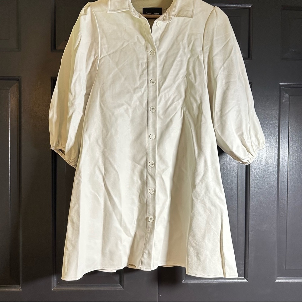 DOLCE CABO SOFT FAUX SUEDE DRESS - CREME/White  size XS(b2 - Picture 5 of 12